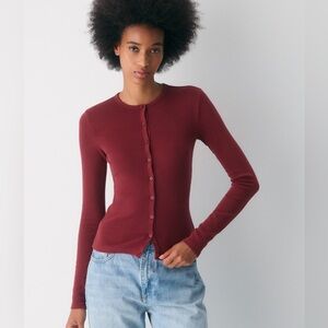 Aritzia TNA Homestretch Rib Syncopation Button Up Longsleeve Size S